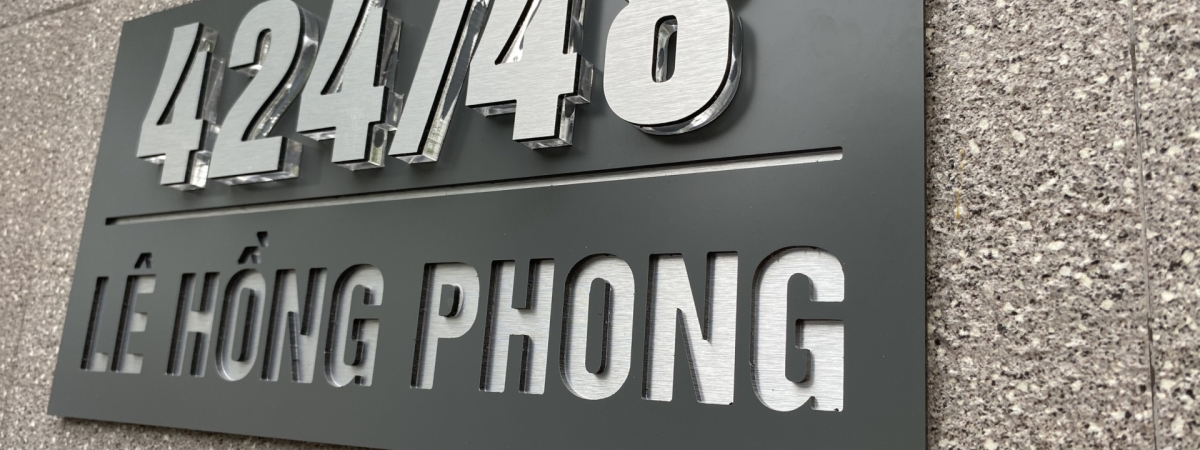 Bảng hiệu địa chỉ nhà chữ nổi inox