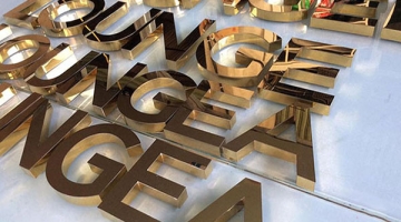 Gia công CNC chữ INOX Mạ Vàng